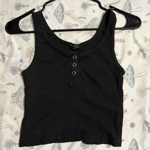 Black Sleeveless Ribbed Top